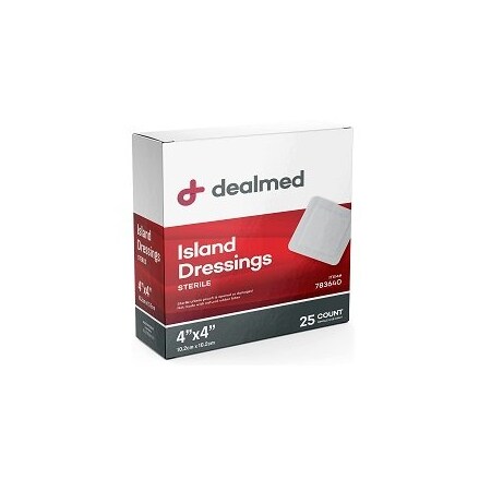 Dealmed Island Dressing, Sterile, 4" X 4", 25/Bx, 6/Cs, 150PK 783640
